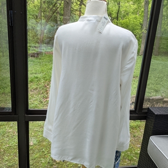 Chico's Bu Tunic Blouse SharkBite Size 1/M Kimono Collar Handkerchief new - Picture 5 of 6